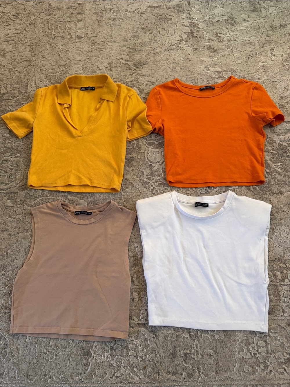 Zara Yellow, Orange, Tan & White shirts